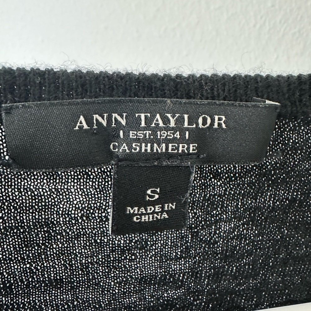 100% Cashmere Black Ruffled Sweater by Ann Taylor. Size small.